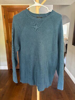 Zara Men's Teal Cotton Crew Neck Knit Sweater Medium